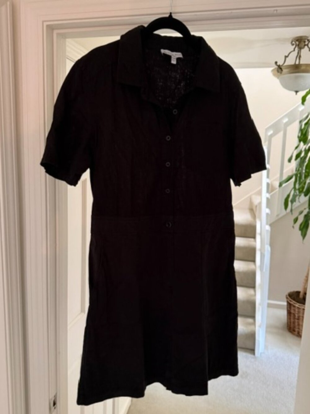 Michael Stars Black Button Front Mini Shirt Dress Medium
